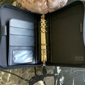 Franklin covey black nylon leather pocketed 6 ring binder planner 9.5x7.5